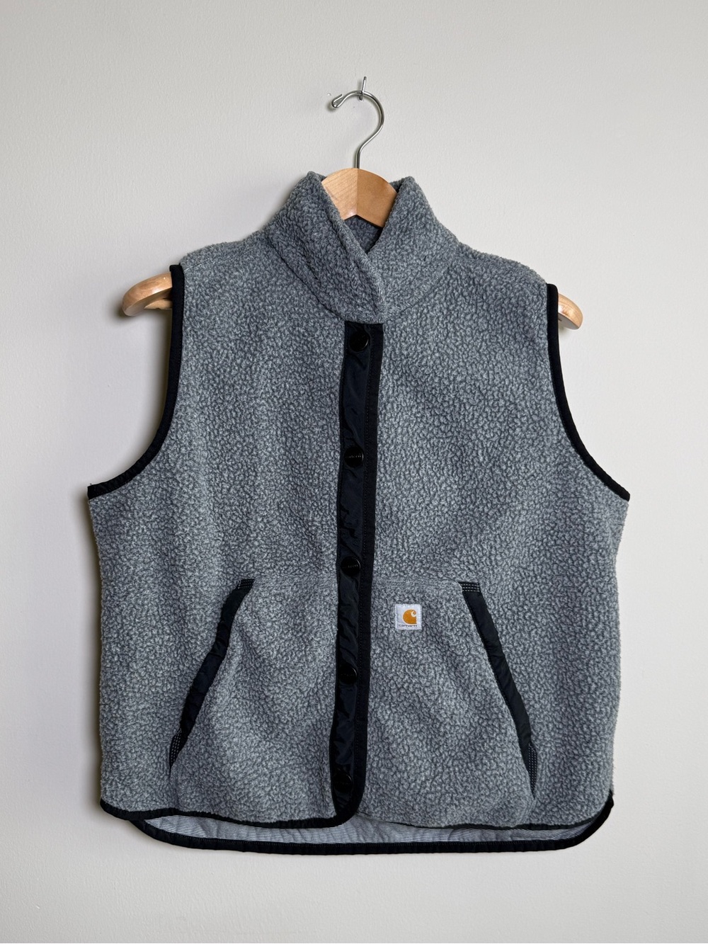 Carhartt | Sherpa Fleece Vest Relaxed Fit Snap Front | Gray | Size L 12-14